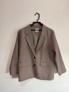 ブラウン チェック柄 テーラードジャケット