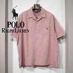 90s ラルフローレン ポロ　開襟シャツ　オープンカラーシャツ チェック