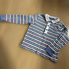 familiar ストライプ 長袖ポロシャツ