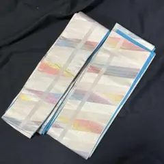 多色 格子模様 着物帯 半幅帯　リバーシブル