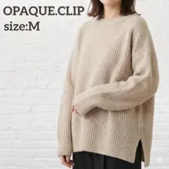 オペークドットクリップ ウール混 リブニット セーター ベージュ Mサイズ