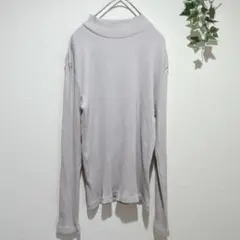 【ユニクロ】レディース　リブハイネックT（長袖）　ライトグレー Lサイズ