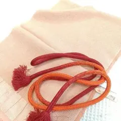 W12 帯揚げ帯締めセット オレンジ 正絹