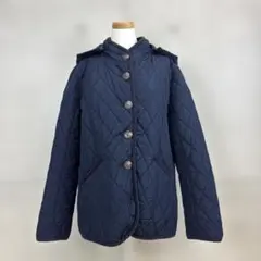 ビームスハート 取り外し可能フード 中綿キルティングジャケット ネイビー