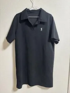 DAZY ブラック 半袖ポロワンピース