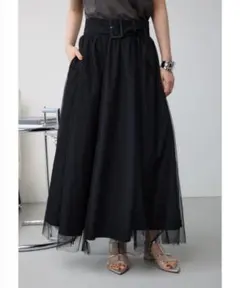 アズールマウジー チュールレイヤードフレアスカート