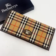 未使用級　バーバリー　長財布　ノバチェック　2つ折り　箱付　訳アリ