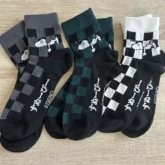 スヌーピー ソックス 3足セット チェッカーフラッグ柄