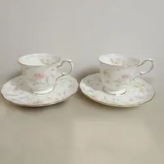 NARUMI ナルミ ボーンチャイナ カップ&ソーサー 花柄 ２客セット