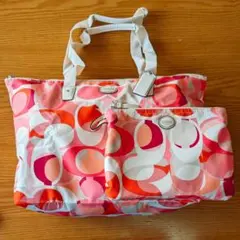未使用品 COACH コーチ トート バッグ ポーチ付き ピンク F77390