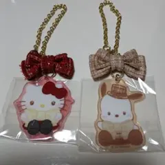 ハローキティ・ポチャッコ リボン付きチャーム　2個セット