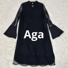 【美品】スコットクラブ Aga レース 花柄 切替 パールフレアスリーブドレスのサムネイル
