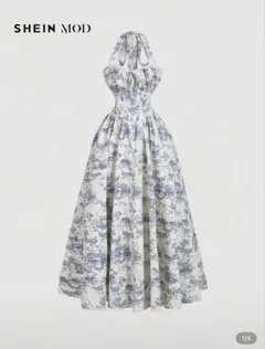 小花柄　ロングドレス