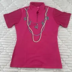 VIVA HEART ゴルフウェアMレディース ポロシャツ ピンク ヴィンテージ