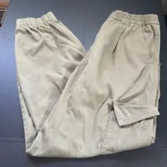 カーゴパンツ カーキ色 ゴムウエスト