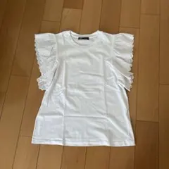 ZARA フリルスリーブ カットソー ホワイト Sのサムネイル