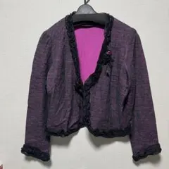 日本製　ジンカトウ　紫と黒のフリル付きカーディガンのサムネイル