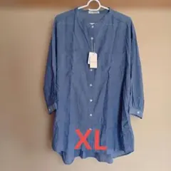 新品　SELF+SERVICE　チュニックシャツ　XL　ブルー　ポケット
