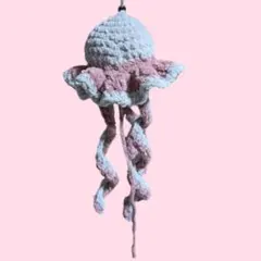 クラゲ型編み物チャーム ピンク