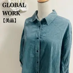 グローバルワ一ク　グリ一ン長袖シャツワンピース