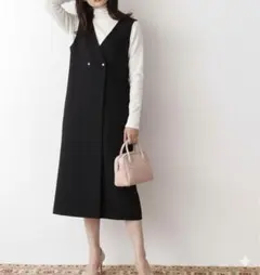 【N.】Natural Beauty Basic ドットボタンジャンパースカート