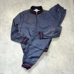 80s adidas ナイロンジャケット セットアップ ロゴ ネイビー BN32