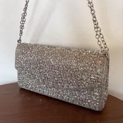 シルバー スパンコール パーティーバッグ チェーン 結婚式 二次会 クラッチ