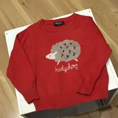 コムサイズム　ハリネズミ刺繍 赤 ニット　セーター