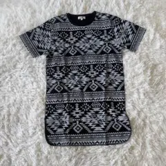 Sho BERNINGS ネイティブ柄Tシャツ L 黒白系 ワンピ
