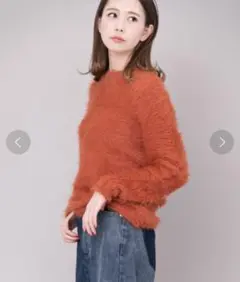 新品 WEB限定 KBF フェザークルーニット オレンジ 長袖 ニット セーター