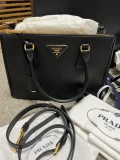 PRADA サフィアーノレザー2wayトートバッグ　ガレリア　ブラック