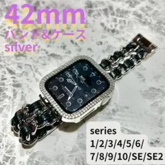 アップルウォッチ　ケース　applewatch バンド　シルバー　42mm
