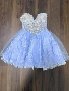 AngelR ビーズ装飾付きライトブルーフレアドレス