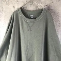A3713古着　スウェット　グリーングレー　無地　90s Y2K