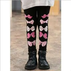 【韓国子供服】★リボンプリントレギンス★150cm