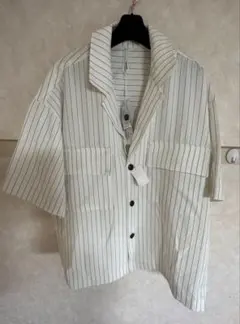 HALHAM ストライプ 半袖シャツ 新品 Lのサムネイル