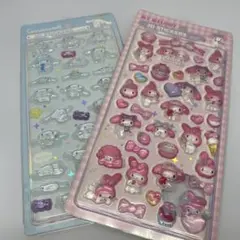 3Dステッカー シール　２枚セット　シナモロール　マイメロ