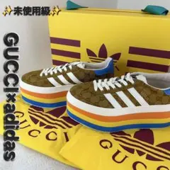 ✨未使用級✨GUCCI adidas ガゼル コラボ 厚底スニーカーのサムネイル