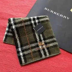 バーバリータオルハンカチ希少カラーノバチェックホースマークロゴ刺繍男女兼用　新品