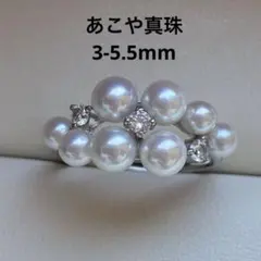 2155 あこや真珠　3.5-5.5mm ベビーパールリング　フリーサイズ