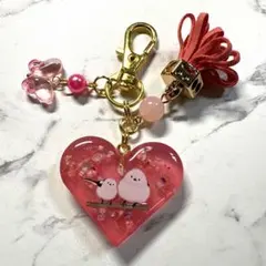 7035☆ シマエナガ　キーホルダー　チャーム　レジン　ハンドメイド