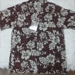 PIKO アロハシャツ 半袖 ブラウン系 花柄　新品のサムネイル