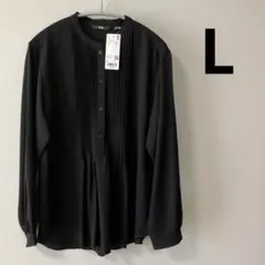 UNIQLO レーヨンピンタックプルオーバーブラウスLサイズ ブラック