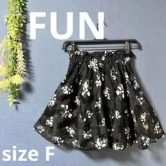 FUN【FREE】チュールチェック　ミニフレアシアースカート　花・チェック柄
