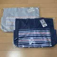 アクセントボーダーお買い物バッグ 2個