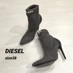 DIESEL ディーゼル ラメニット ストレッチ ヒールブーツ 38 24.5㎝のサムネイル