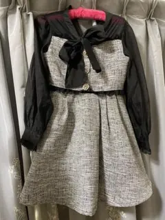 【ロジータ】量産系ビジュボウタイリボンツイードワンピース