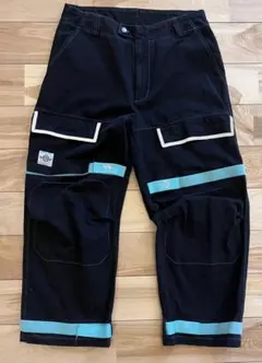 9090 Y2K カーゴパンツ　ワイドパンツ 　ブラック　エメラルドグリーン