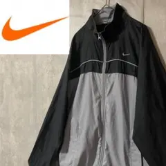 NIKEナイキナイロンジャケットブルゾン黒ブラックグレー刺繍ロゴスウォッシュ希少