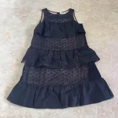 モスキーノ　黒 フリル付き ノースリーブ ワンピース　総レース　パーティードレス